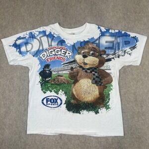 Vintage 2000s White Chase Authentics Nascar Digger And Friends AOP Size XL